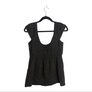 Theory Jordy Top Cap Sleeve Blouse Linen Tank Small Side Zip Scoop Back